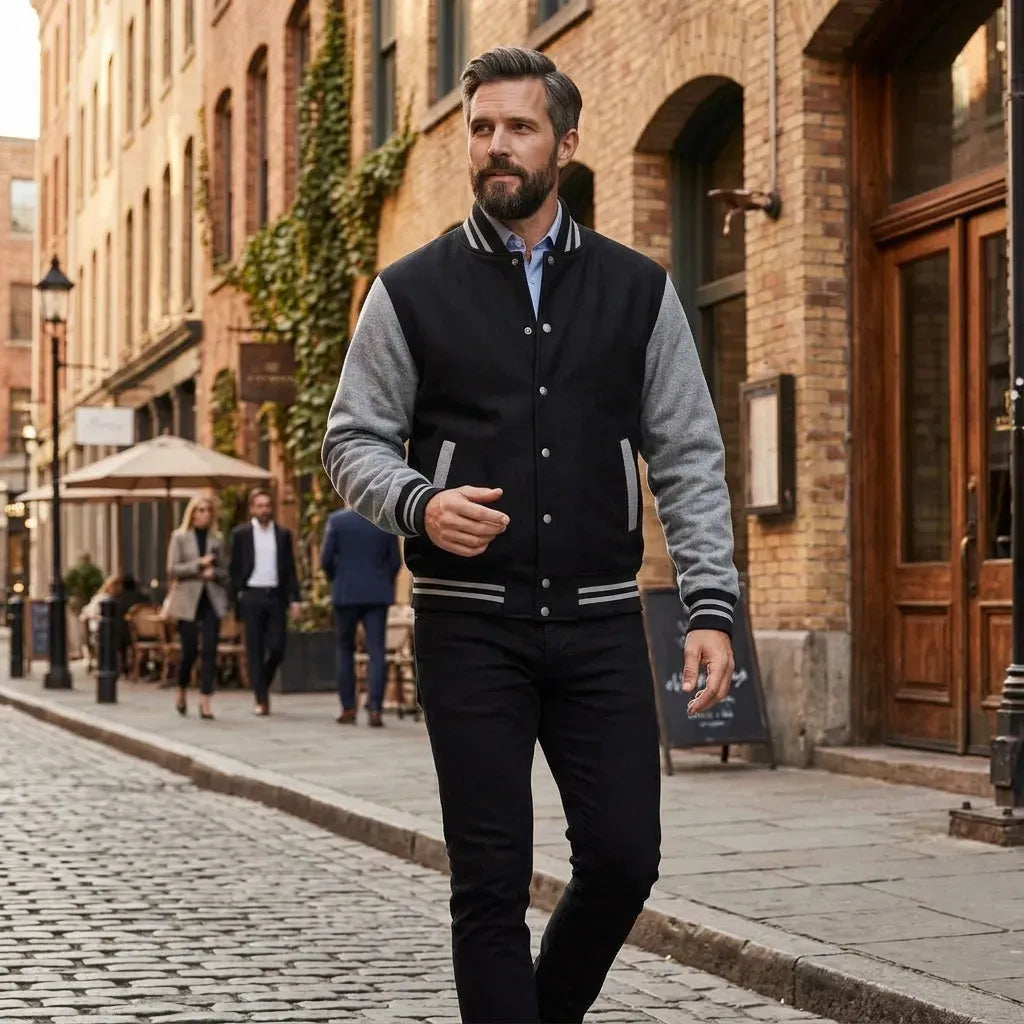 Collegejacke für Herren mit Druckknöpfen im Regular Fit