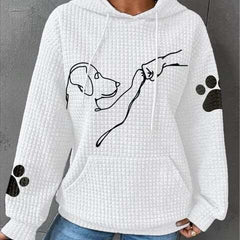 Damenhoodie mit Hundeprint und Waffelstruktur