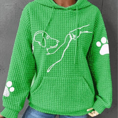Damenhoodie mit Hundeprint und Waffelstruktur