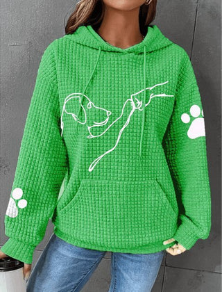 Damenhoodie mit Hundeprint und Waffelstruktur