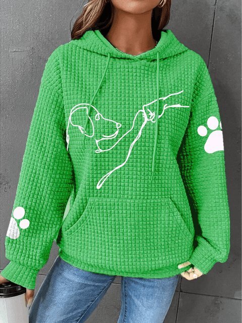 Damenhoodie mit Hundeprint und Waffelstruktur