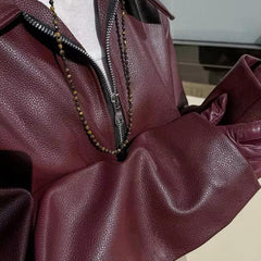 Oversized Bikerjacke in Bordeaux