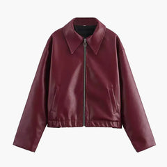 Oversized Bikerjacke in Bordeaux