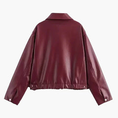 Oversized Bikerjacke in Bordeaux