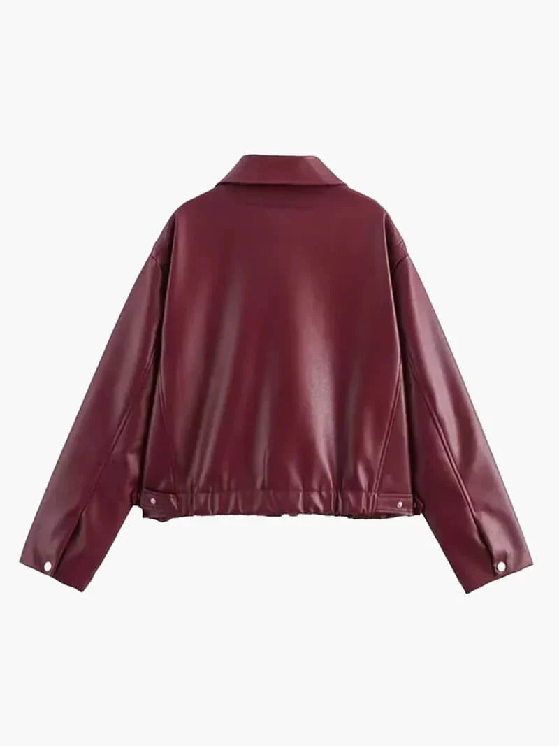 Oversized Bikerjacke in Bordeaux
