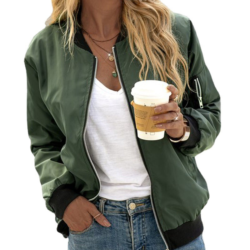 Klassische Bomberjacke Damen in Grün