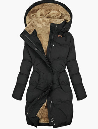 Kunstpelz Wintermantel Damen in Schwarz