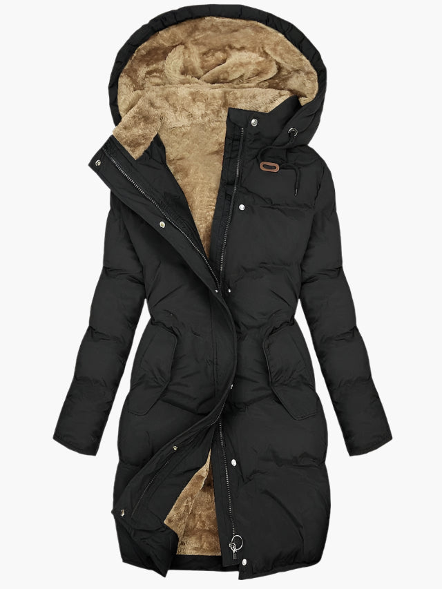 Kunstpelz Wintermantel Damen in Schwarz