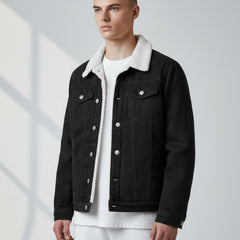 Gefütterte Jeansjacke für Herren mit Fleecekragen, Produktbild 4