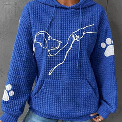 Damenhoodie mit Hundeprint und Waffelstruktur