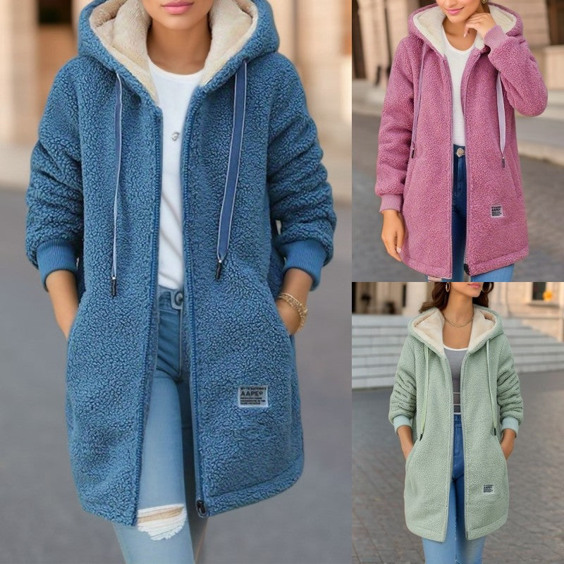 Fleecejacke mit Kapuze aus Kuschelfleece