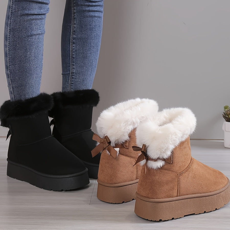 Winterstiefel mit Plüschfutter und Schleifendetail