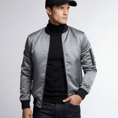 Bomberjacke für Herren mit gerippten Bündchen, kragenlos, Produktbild 6
