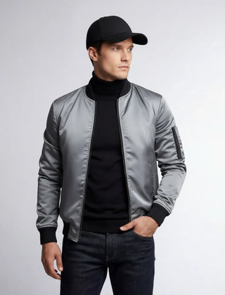 Bomberjacke für Herren mit gerippten Bündchen, kragenlos, Produktbild 6
