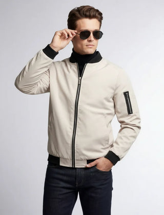 Bomberjacke für Herren mit gerippten Bündchen, kragenlos, Produktbild 1