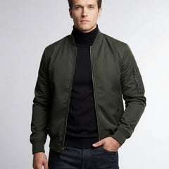 Bomberjacke für Herren mit gerippten Bündchen, kragenlos, Produktbild 8