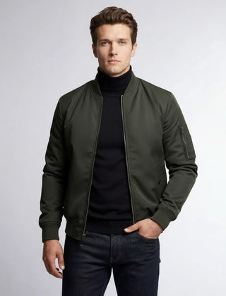 Bomberjacke für Herren mit gerippten Bündchen, kragenlos, Produktbild 8