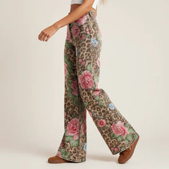 Weite Jeans für Damen mit Blumenprint und hohem Bund, Produktbild 11