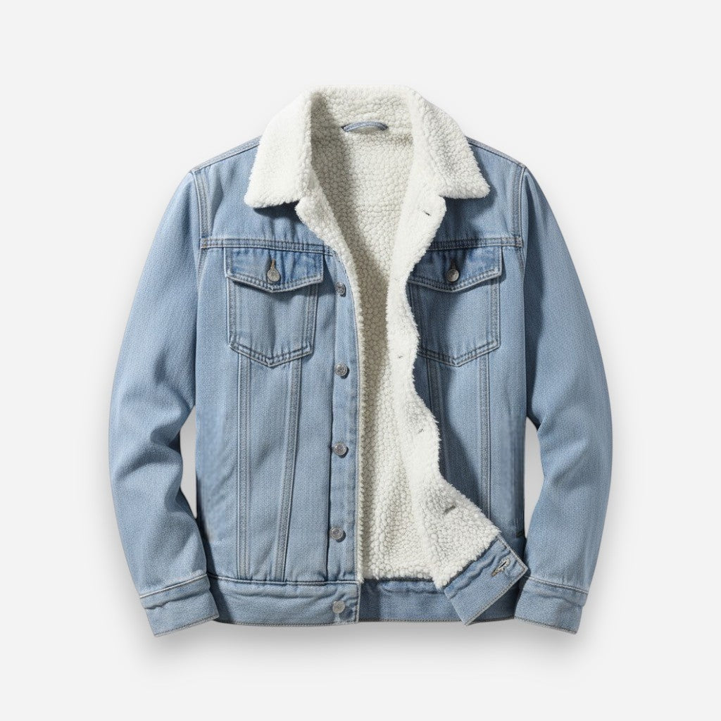 Gefütterte Jeansjacke für Herren mit Fleecekragen, Produktbild 7