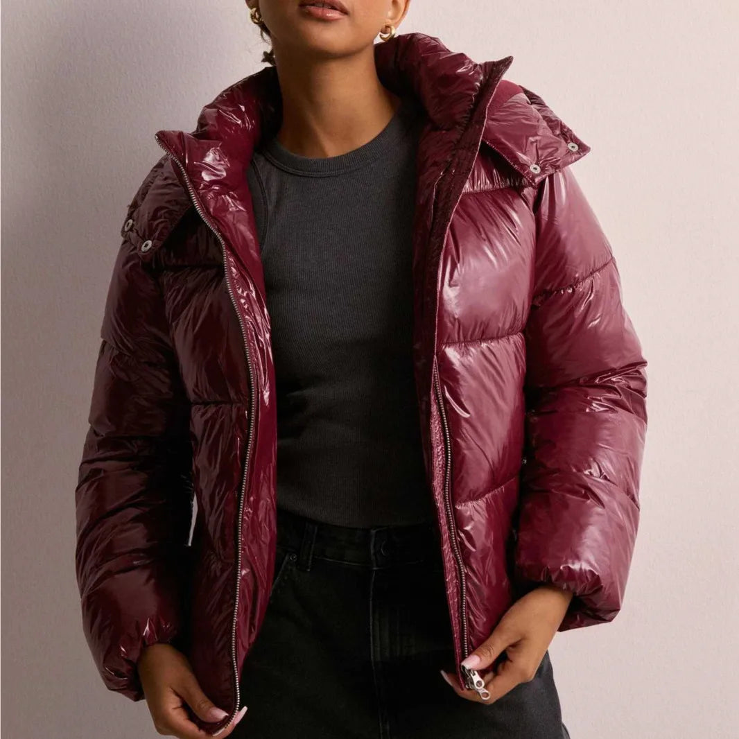 Glänzende Kurz Pufferjacke