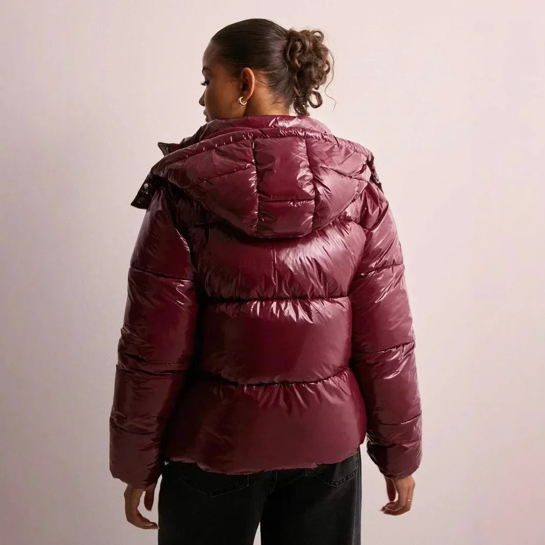 Glänzende Kurz Pufferjacke