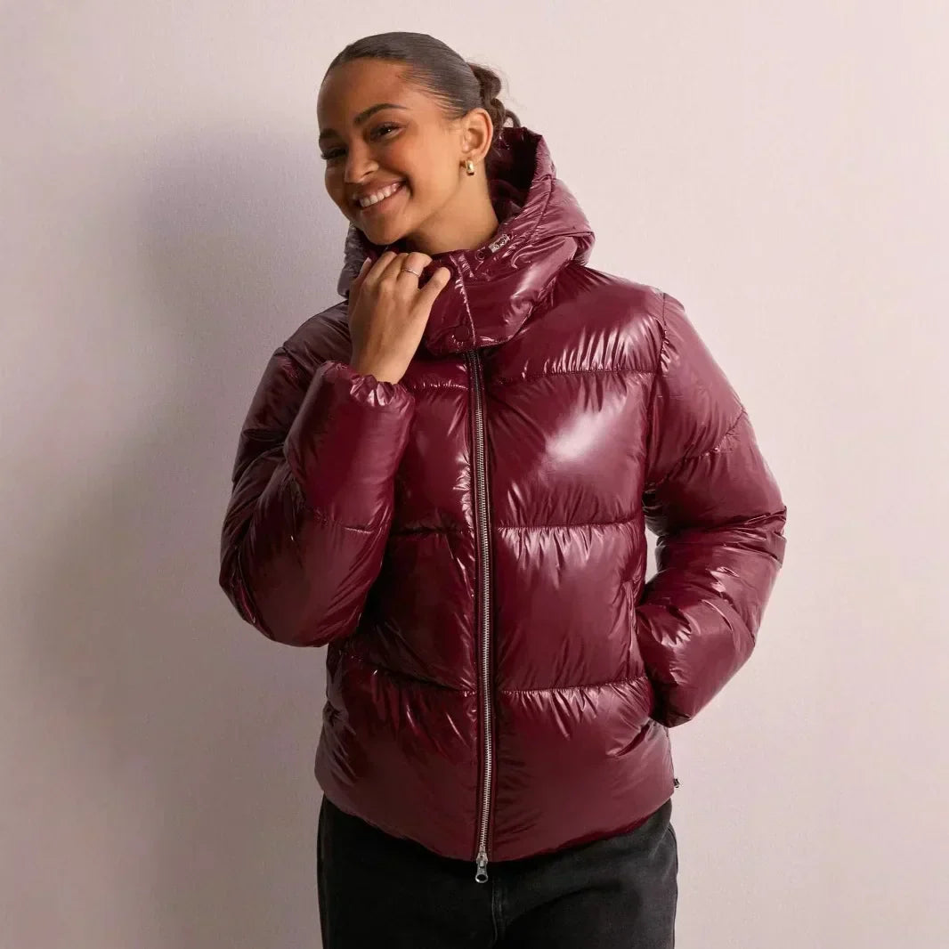 Glänzende Kurz Pufferjacke