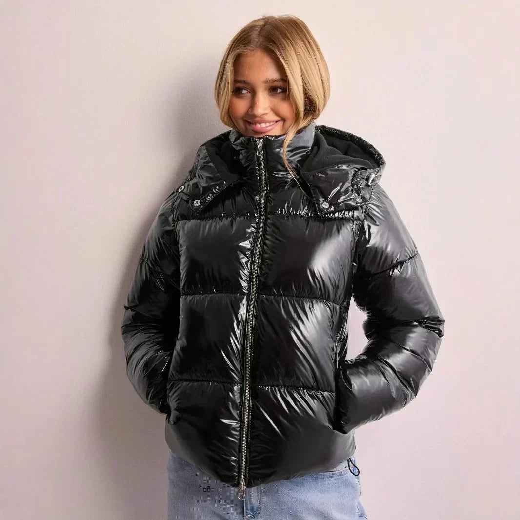 Glänzende Kurz Pufferjacke