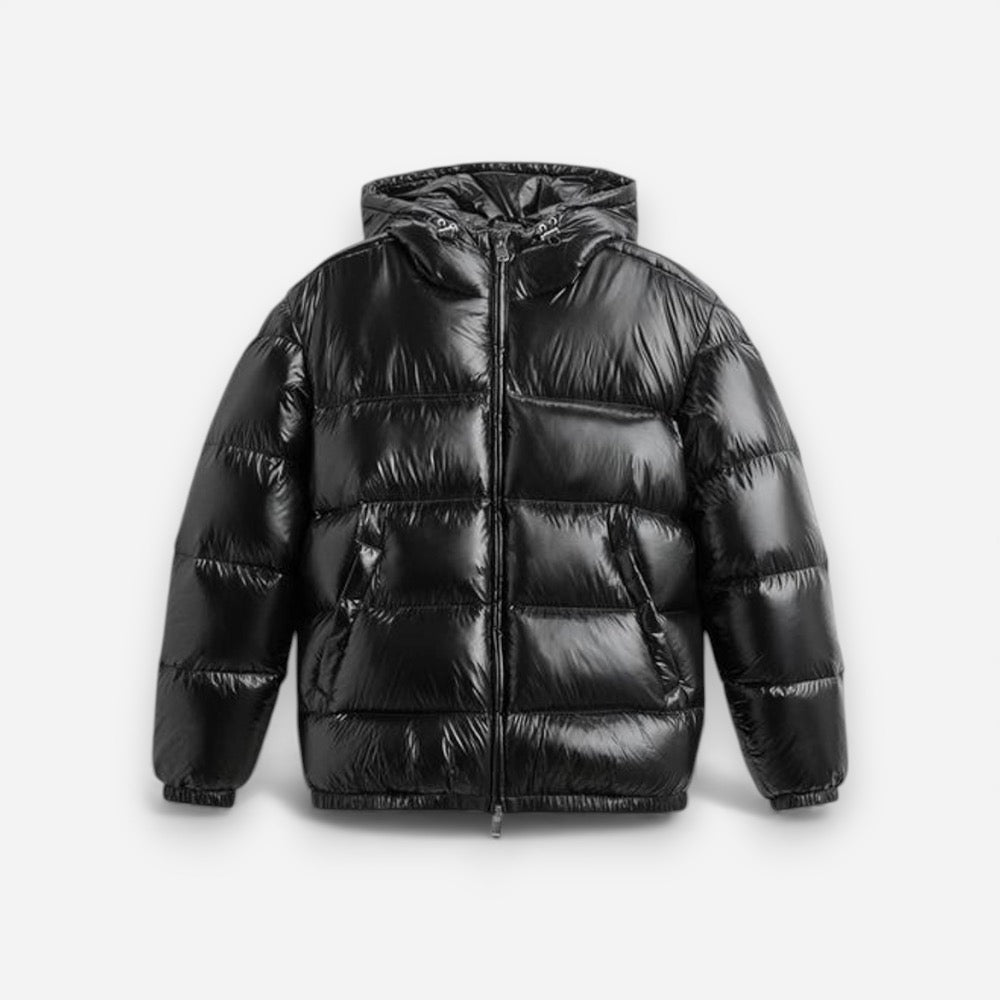 Unisex Pufferjacke mit Kapuze in mittellanger Passform, Produktbild 3