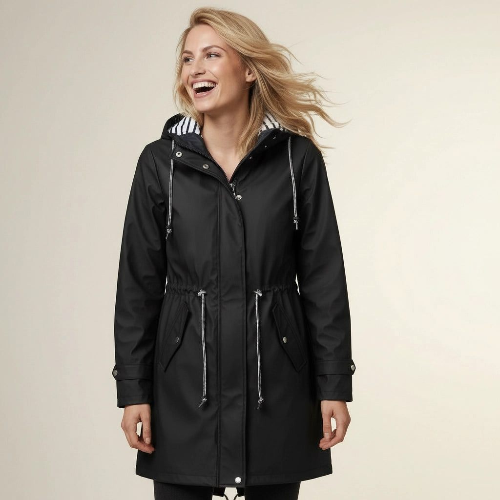 Taillierter Regenparka für Damen mit großer Kapuze, Produktbild 4