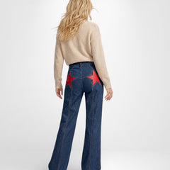 Weite Jeans für Damen mit Sternaufnäher und hohem Bund, Produktbild 10