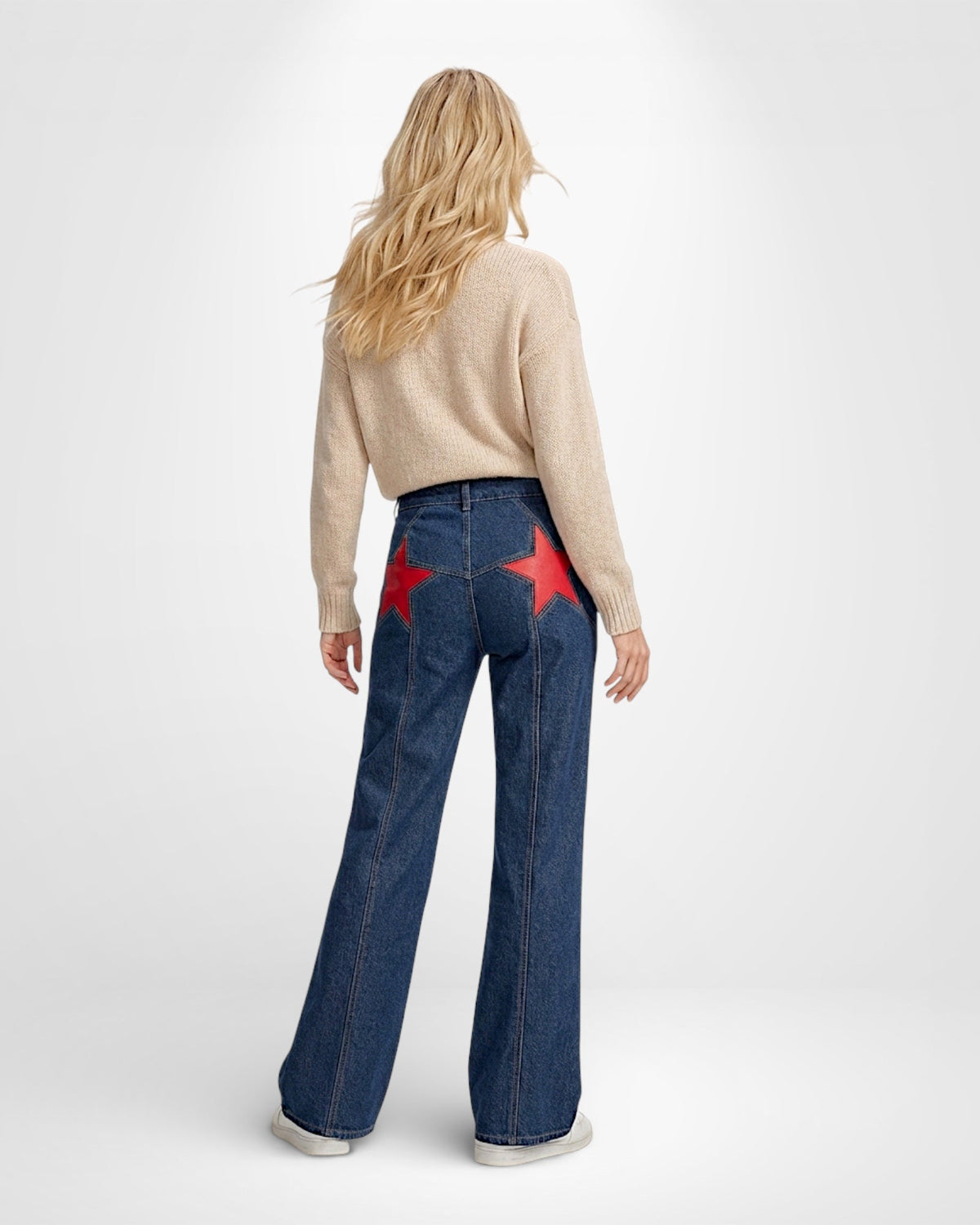 Weite Jeans für Damen mit Sternaufnäher und hohem Bund, Produktbild 10
