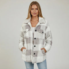 Karierte Hemdjacke für Damen aus Teddyfleece, Produktbild 1