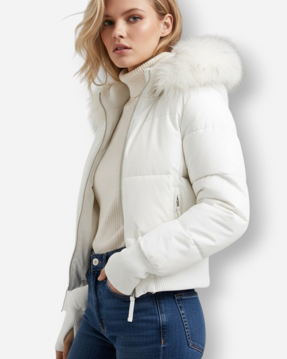 Steppjacke für Damen mit Kunstfellkapuze, Produktbild 1