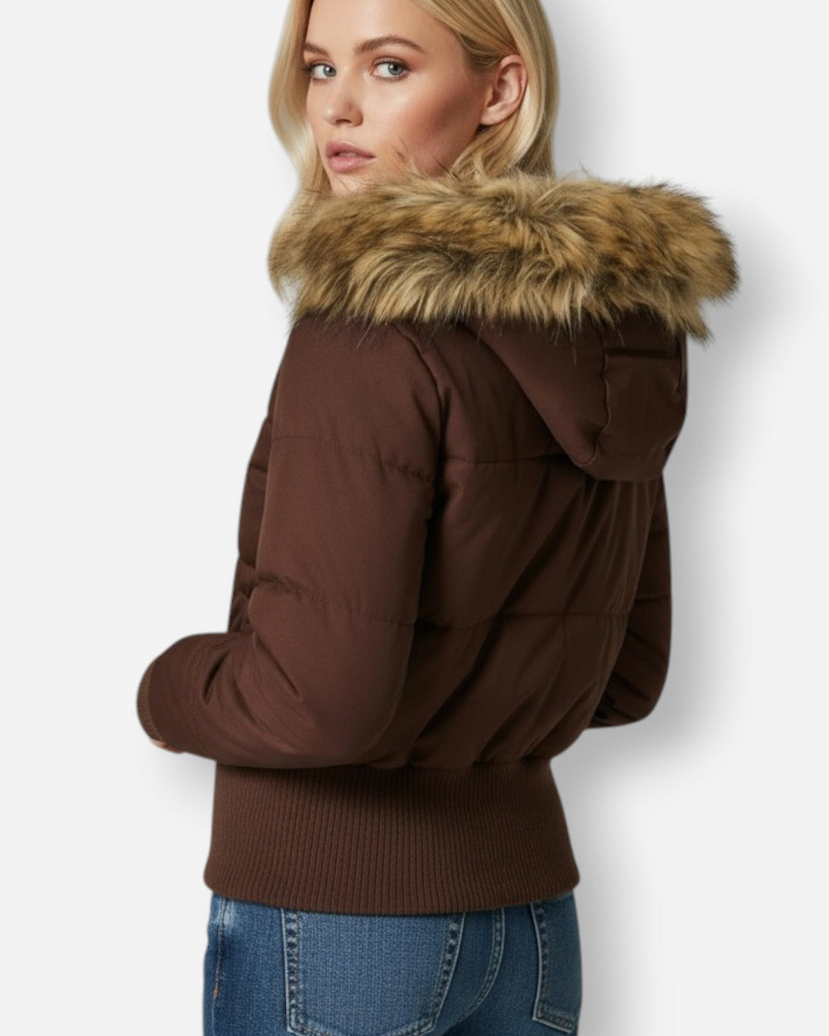 Steppjacke für Damen mit Kunstfellkapuze, Produktbild 5
