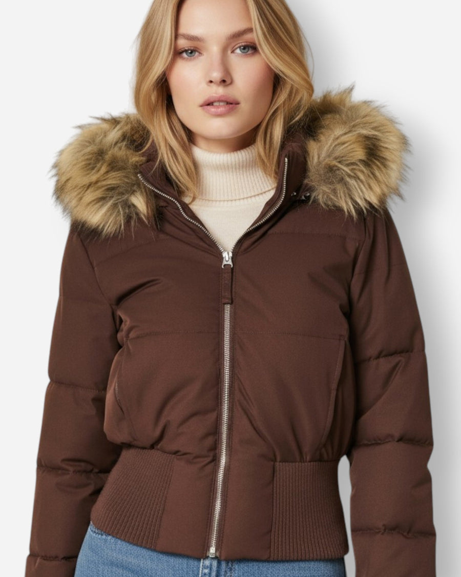 Steppjacke für Damen mit Kunstfellkapuze, Produktbild 2
