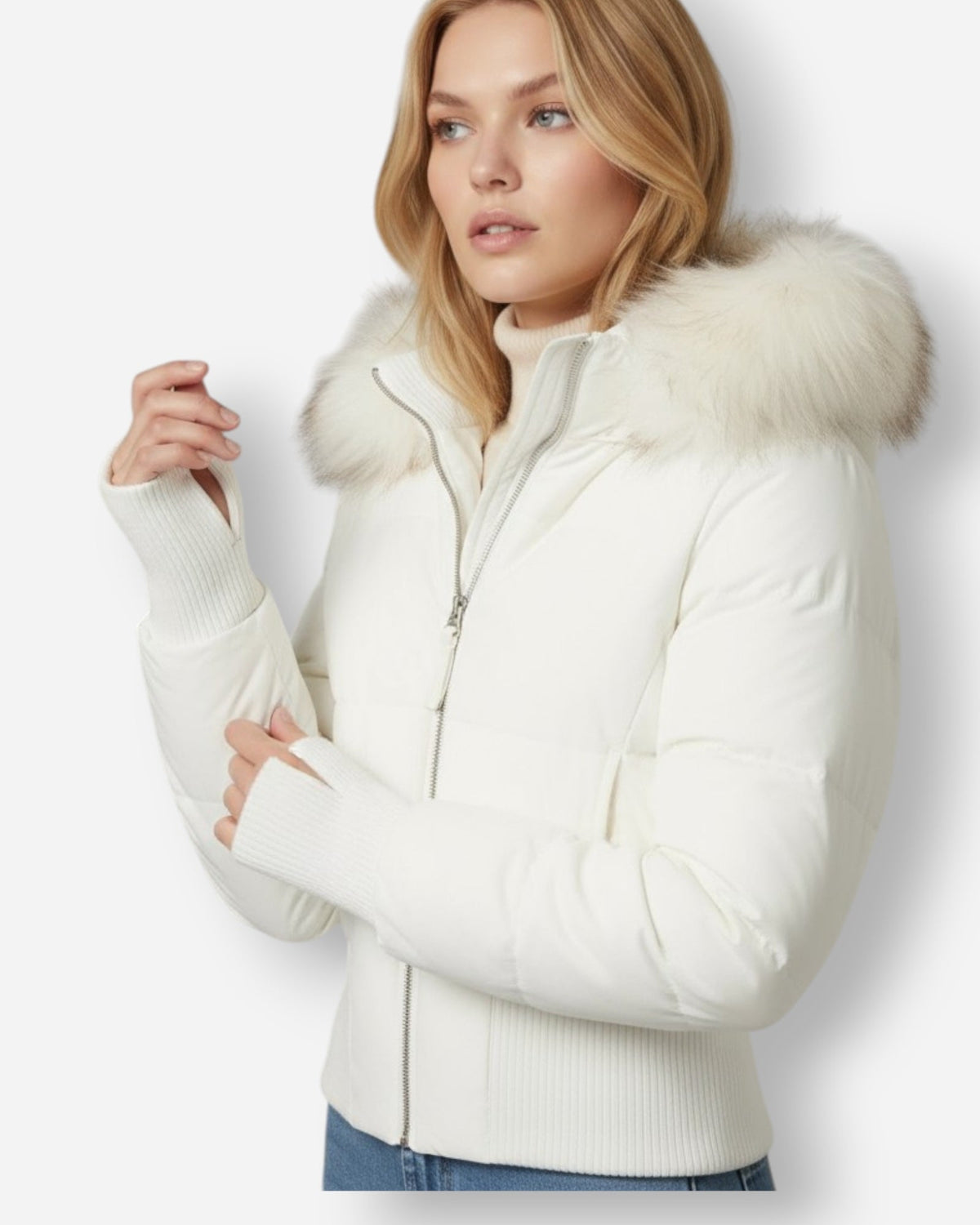 Steppjacke für Damen mit Kunstfellkapuze, Produktbild 3