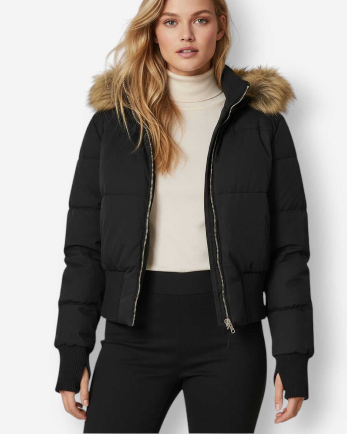 Steppjacke für Damen mit Kunstfellkapuze, Produktbild 6